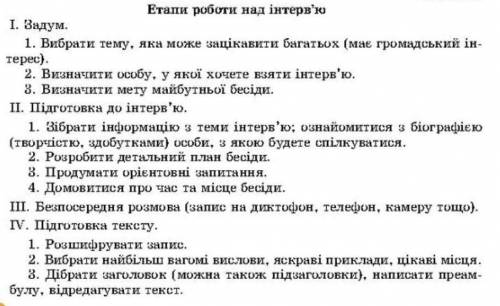 Візьміть інтерв'ю у відомої людини свого населення пункту або в. однокласника (учителя, лікаря, кого