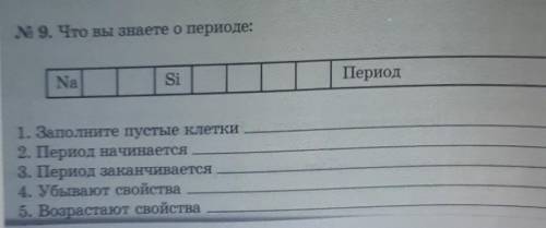 N 9. Что вы знаете о периоде, 1. Заполните пустые клетки2. Период начинается3. Период заканчивается4