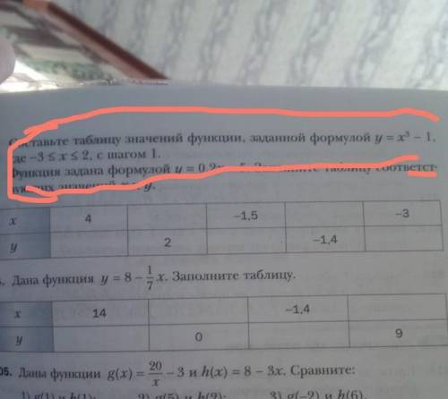 2. Составьте таблицу значений функции, заданной формулой у = х в3 степени - 1, где -3 _<х_<2,