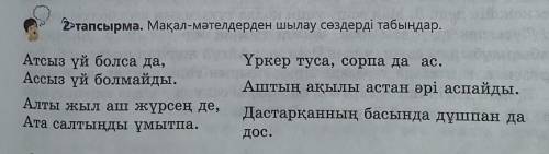 2-тапсырма. Мақал-мәтелдерден шылау сөздерді табыңдар Атсыз үй болса да,Ассыз үй болмайды.Үркер туса