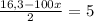 \frac{16,3-100x}{2} =5