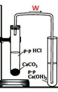 На рисунке показано взаимодействие карбоната кальция(мрамора) с соляной кислотой. (А) Укажите, какой