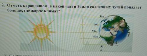 Отметь карандашом в какой части земли солнечных лучей падает больше где жарче климат? СРОЧ​