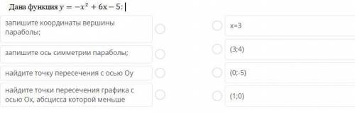 Дана функция у = -х2+6х запишите координат вершины параболы запишите ось симметрии