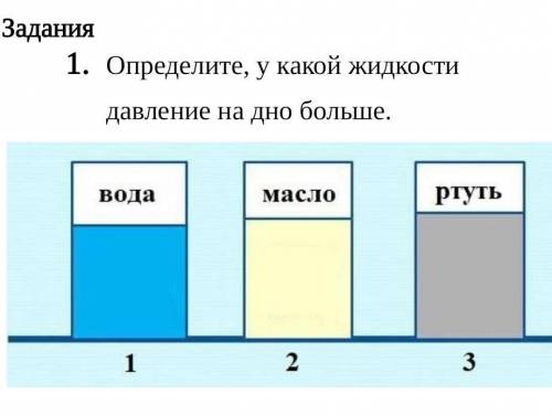 Определите, у какой жидкости давление на дно больше вода масло ртуть​