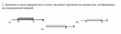 запишите в виде неравенства и в виде числового промежутка множество, изображенное на координатной пр