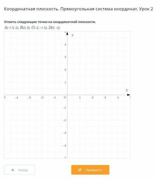 Координатная плоскость. Прямоугольная система координат. Урок 2 Отметь следующие точки на координатн