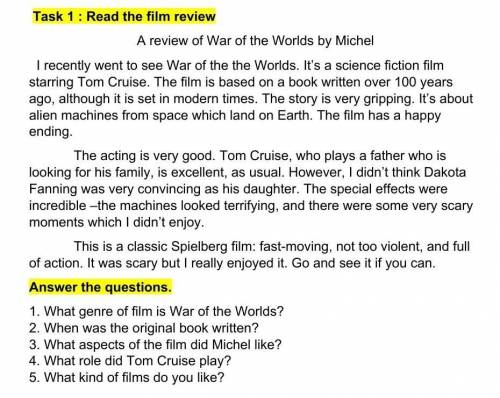 3. What aspects of the film did Michel like? 4. What role did Tom Cruise play?5. What kind of films