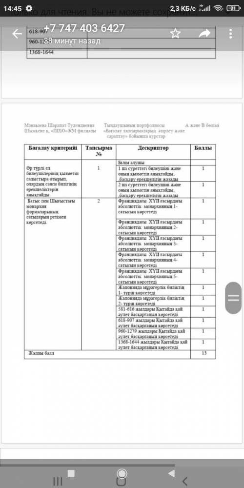 Всемирная История 3 четверть 1 сор