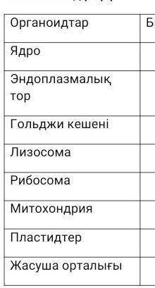 Кестеде берілген органоидтар құрылымын + не - белгісімен сәйкестендір​