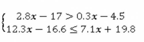 2. Найдите целые решения системы неравенств. 2.8х - 17 > 0.3х – 4.512.3x – 16.6 S7.1х + 19.8​