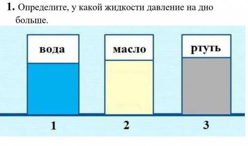 1. Определите, у какой жидкости давление на дно больше физика 7 класс​