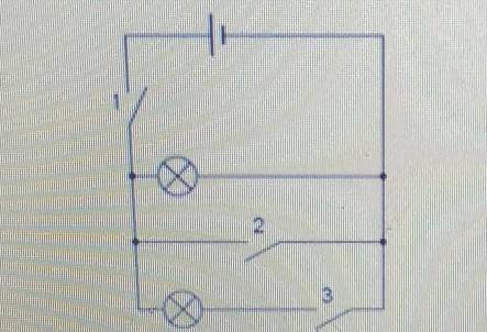 No1. Какие ключи использует ученик, чтобы включить этих лампочек одновременно: А) 1 и 2 В) 1, 2 и 3