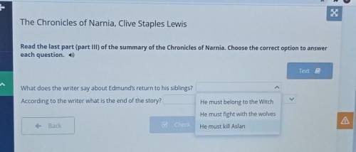 The Chronicles of Narnia, Clive Staples Lewis Read the last part (part III) of the summary of the Ch