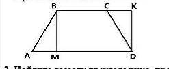 Докажите, что равнобедренная трапеция АВСД и прямоугольник МВКД, изображенные на рисунке, равновелик