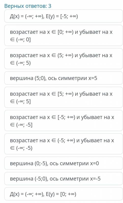 Дана функция: у=(х+5)?2 а) построй график функции;Среди ответов:Ь) выбери область определения иоблас