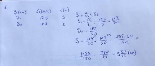 моторная лодка плыла 3 ч со скоростью 17,9 км/ч и 5ч со скоростью 18,7 км/ч. Найдите расстояние кото
