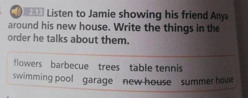 Listen to Jamie showing his friend Anya around his new house. Write the things in theorder he talks