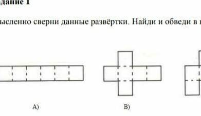 Мысленно сверни данные развёртки.Найди и обведи в кружок развёртку куба .​