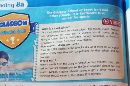 5.R6 2 a)Read again and answer the questions.1 Where is the Glasgow School of Sport?2 What subjects