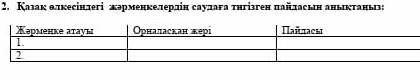 2. Қазақ өлкесіндегі жәрмеңкелердің саудаға тигізген пайдасын анықтаңыз: Жәрмеңке атауы Орналасқан ж