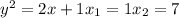 y^{2} =2x+1 x_{1} =1 x_{2} =7