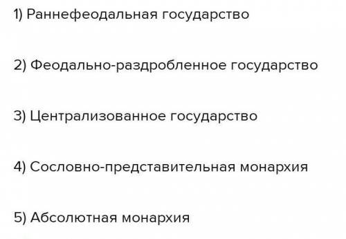 Расположите этапы развития феодального государства в правильной хронологической последовательности а