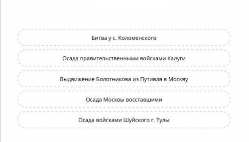 Расположите события восстания Ивана Болотников в хроноологическом порядке сверху вниз!