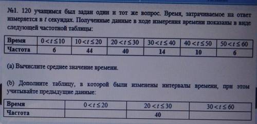 №1. 120 учащимся был задан один и тот же вопрос. Время, затрачиваемое на ответ измеряется в секундах