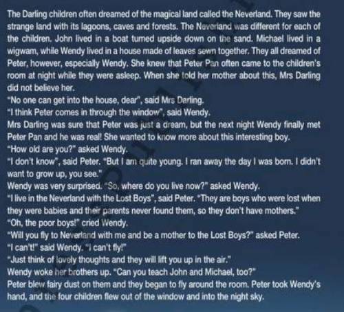 Task 2 Answer the questions: 1What did Darling dream about? 2Who does Peter live with? 3What did Pet