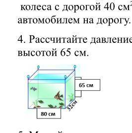 Рассчитайте давление воды на дно аквариума с уровнем воды высотой 65 см вас , если не знаете не отве