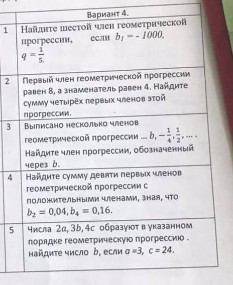 Напишите решение и ответ 4 варианта до 4 задания .​