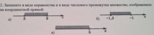 Запишите в виде неравенства и в виде числового промежутка множество,изображенное ​