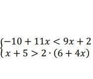 { −10 + 11 < 9 + 2 + 5 > 2 ∙ (6 + 4) ​