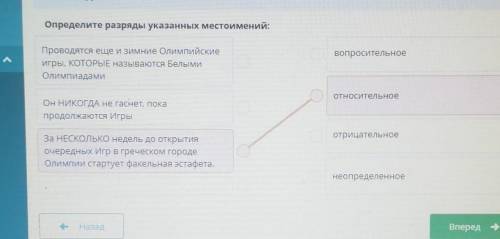 Определите разряды указанных местоимений: BONDOCHTENDHOEПроводятся еще и зимние Олимпийскиеигры, КОТ