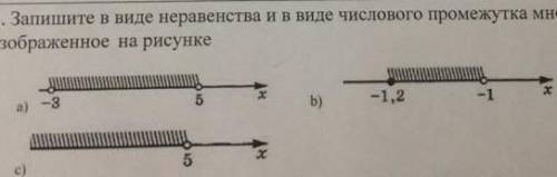 Запишите в виде неравенства и в виде числового промежутка множество, изображенное на рисунке​