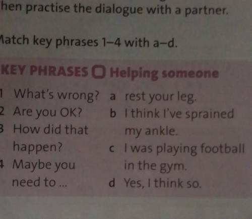 Exercise 2. p 112 Match key phrases 1-4with a-dпомагите ​