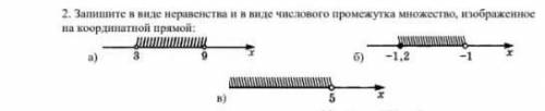 запишите в виде неравенства и в виде числового промежутка множество, изображённое на координатной пр