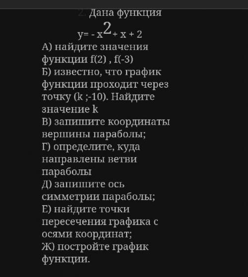 У=-х²+х+2 постройте параболу. ​