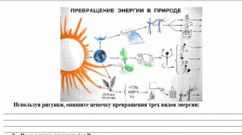 Используя рисунки, опишите цепочку превращении трех видов энергии На заранее ❤️ ​