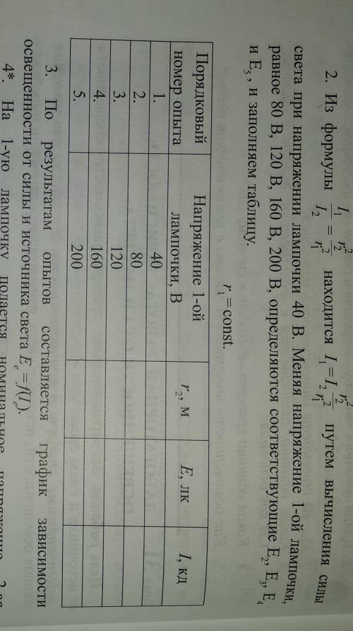 Лабораторная работа 3. (по физике) Зависимость освещенности от силы света нужно заполнить таблицу.​