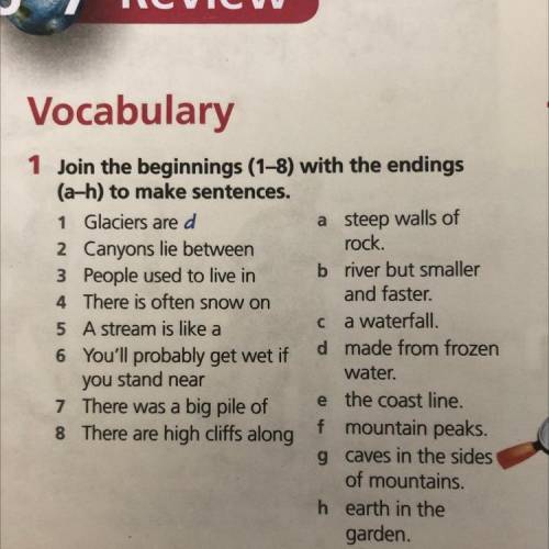 1 Join the beginnings (1-8) with the endings (a-h) to make sentences.