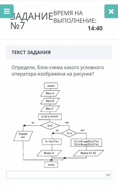 Определить, блок - схема какого условного оператора изображена на чертеже ​