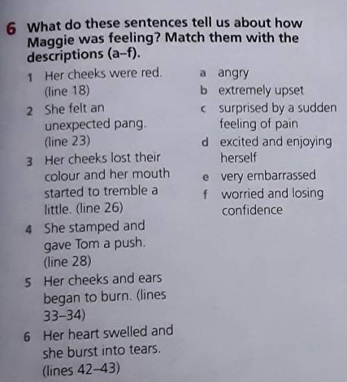 6 What do these sentences tell us about how Maggie was feeling? Match them with thedescriptions (a-f