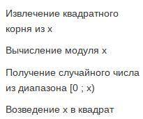 Запишите для каждого назначения соответствующие обозначение функции