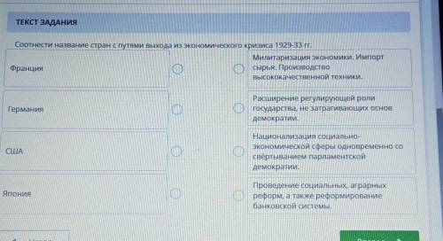 Соотнести название стран с путями выхода из экономического кризиса 1929-33 гг. Милитаризация экономи