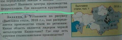 Установите по рисунку «Выплавка стали, 2018 г.»,как распределяется производство стали по регионам?Ка