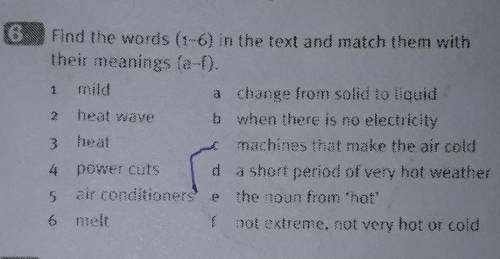 Find the words (1-6) in the text and match them withtheir meanings​