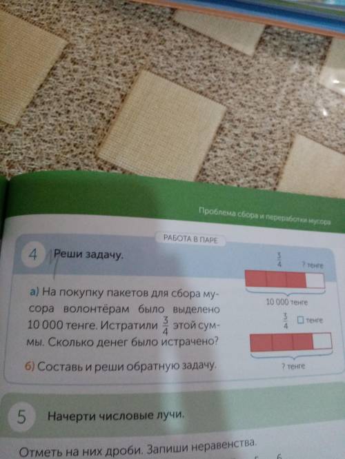 На покупку пакетов для сбора мусора волонтёрам было выделено 10 000 тенге. Истратили 3/4 этой суммы.