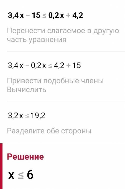 ответ: -23; 313). Решите неравенство:3,4х -15 < 0,2х + 4,2​